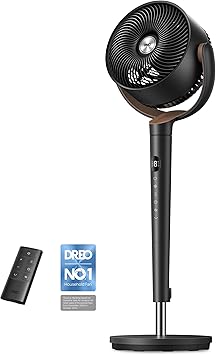 DREO 20dB Ultra Quiet Standing Pedestal Fan for Bedroom, 120ยฐ Oscillating Electric Cooling Fan with DC Motor, 9 Speeds & 4 Modes, 8H Timer, Remote, 37-42" Adjustable Height, 9" Blade, Home & Office : Amazon.co.uk: Home & Kitchen