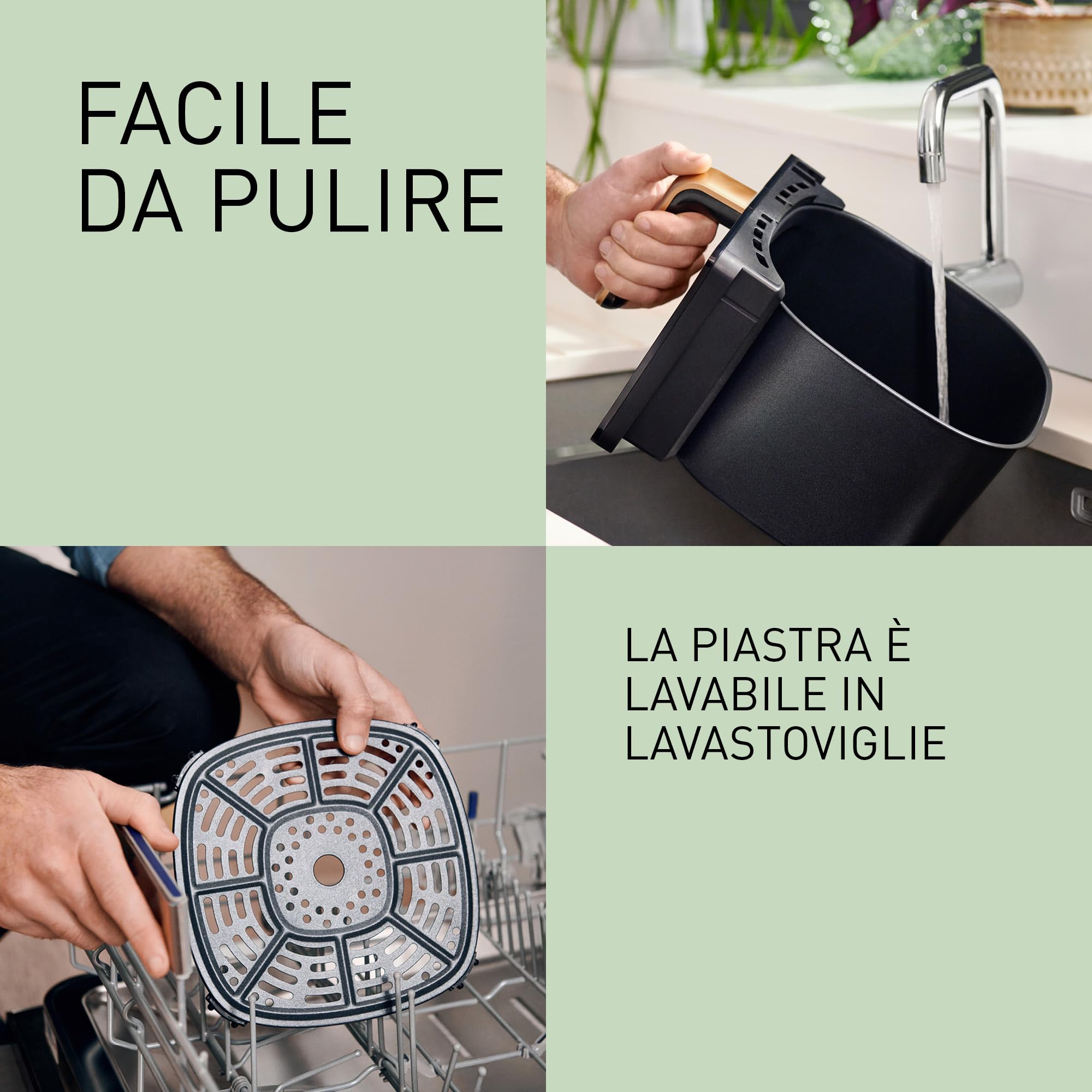 Panasonic NF-CC600AXE Friggitrice ad Aria con Finestra trasparente resistente, 6L, 80-200°C, Timer Digitale e LCD, Vapore Delicato, 11 Programmi, Facile Pulizia, Maniglia Nero/Blu Scuro e Oro Rosa