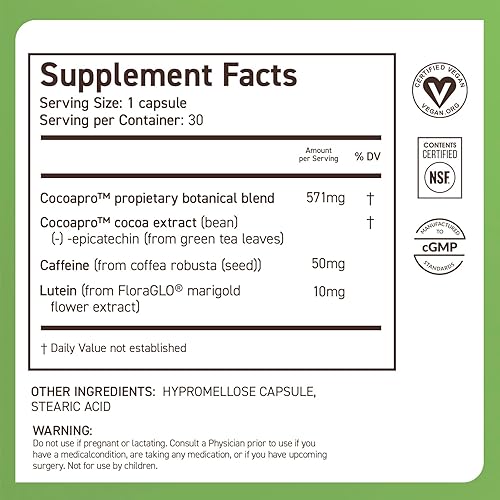 Miniatura 8 de CocoaVia Memory & Focus - Suplemento cerebral, 30 días, mezcla de cacao, flavanol, luteína, cafeína añadida para impulsar. Mejora la función