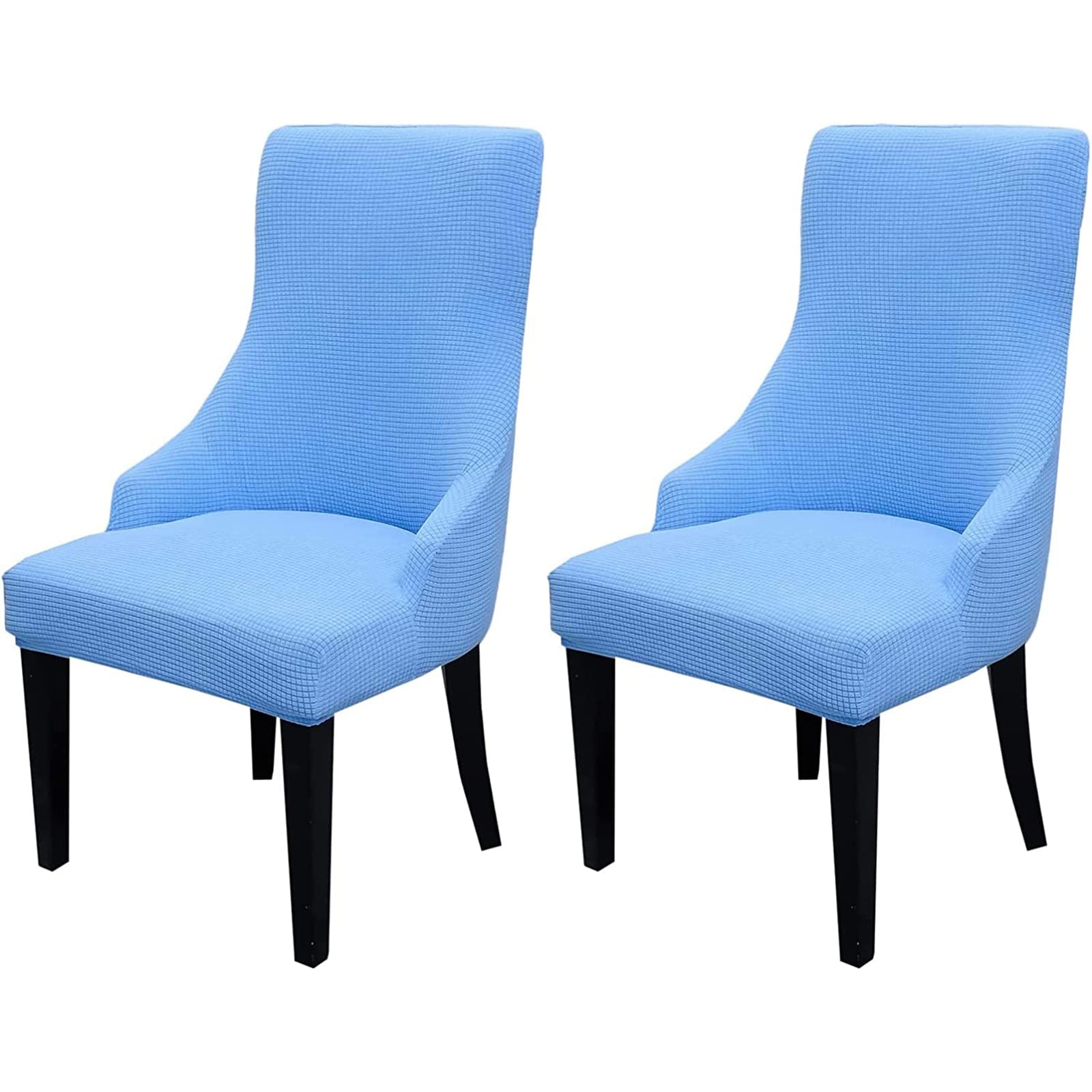 Leomix Stretch Armless Spandex Jacquard Armchair Cover, Back Stretch Office Chair Covers, Moderne Curved Accent Dining Chair Protector Covers for Bar Kitchen,D,2pack