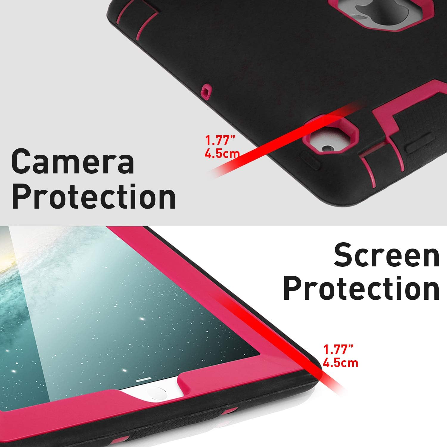 iPad 2 Case,iPad 3 Case,iPad 4 Case, AICase Kickstand Shockproof Heavy Duty High Impact Resistant Rugged Hybrid Three Layer Armor Full Body Protection Case with Stylus for iPad 2/3/4 (Black/Rose)