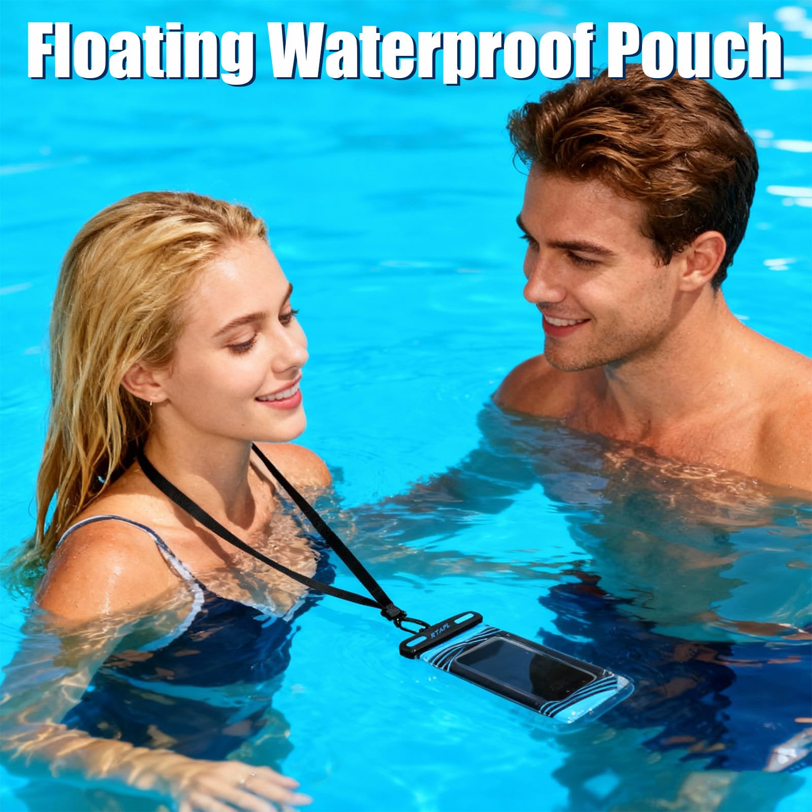 Universelle wasserdichte Handytasche, schwarz, für Smartphones, Touchscreen-kompatibel, Strand-Schwimmschutz, Schwarz und Gelb, 2 Stück