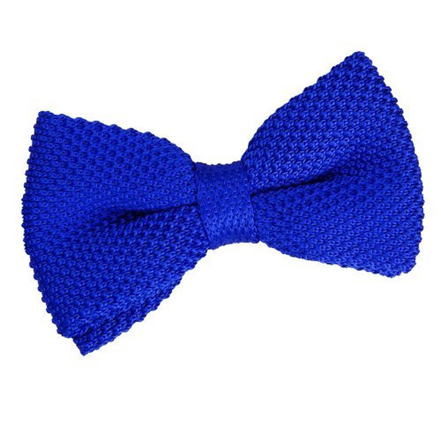 DQT Men Knit Knitted Plain Casual Pre-Tied Bow Tie in Royal Blue