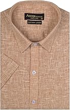 ACCOX Men's Half Sleeves Cotton Linen Formal Regular Fit Solid Plain Shirt(Multi,GO545)