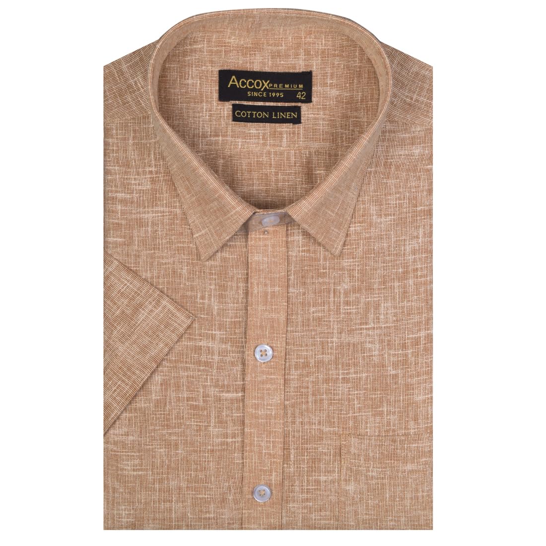 ACCOX Men's Half Sleeves Cotton Linen Formal Regular Fit Solid Plain Shirt(Multi,GO545)