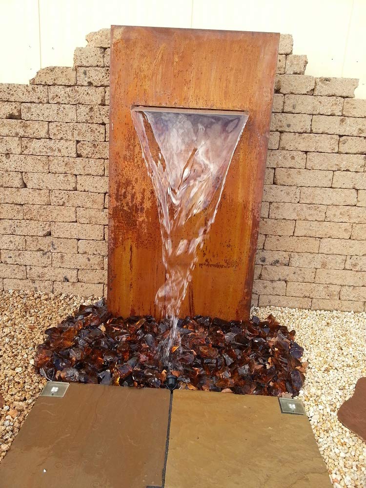 Cortenstahl Wasserwand 175/90/30 cm mit Wasserfall 75 cm