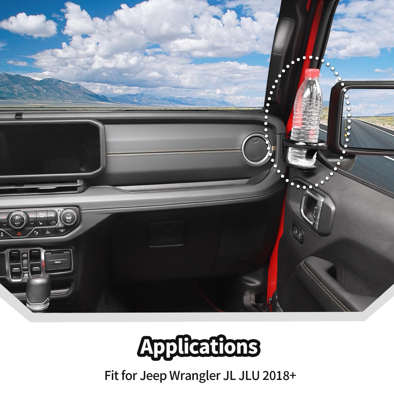 Condition photo showing New/Like New for jecar front door cup holder fit for 2018-2024 2025 up jeep wrangler jl jlu gladiator jt (passenger side)