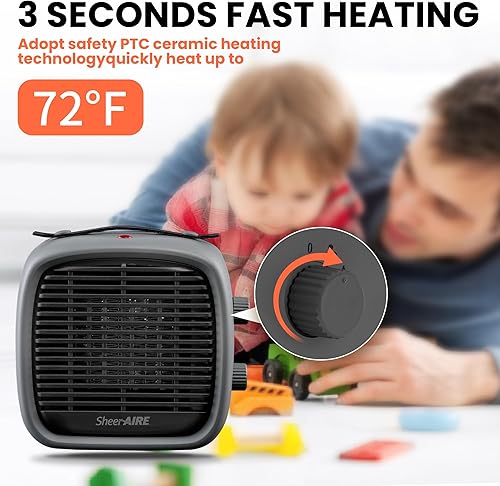 Miniatura 3 de Calentador de cerámica básico de 700 W1200 W, calentadores de espacio para uso en interiores, protección contra sobrecalentamientoinclinación,