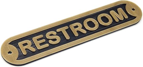 Miniatura 6 de Letrero de puerta de inodoro para baño, estilo vintage, estilo Shabby Chic estilo Loo baño de agua para armario, latón sintético