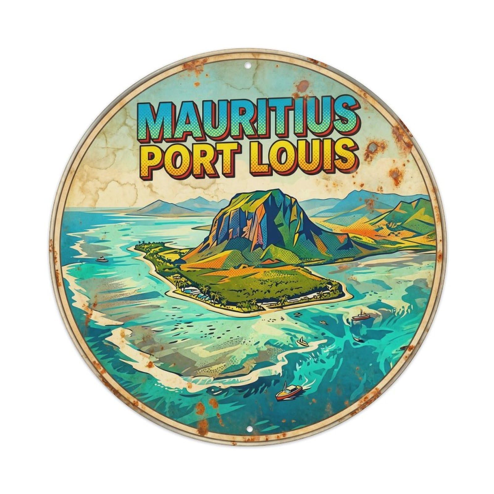 Mauritius Port Louis Coral Coast Comic Color Metal Tin Sign