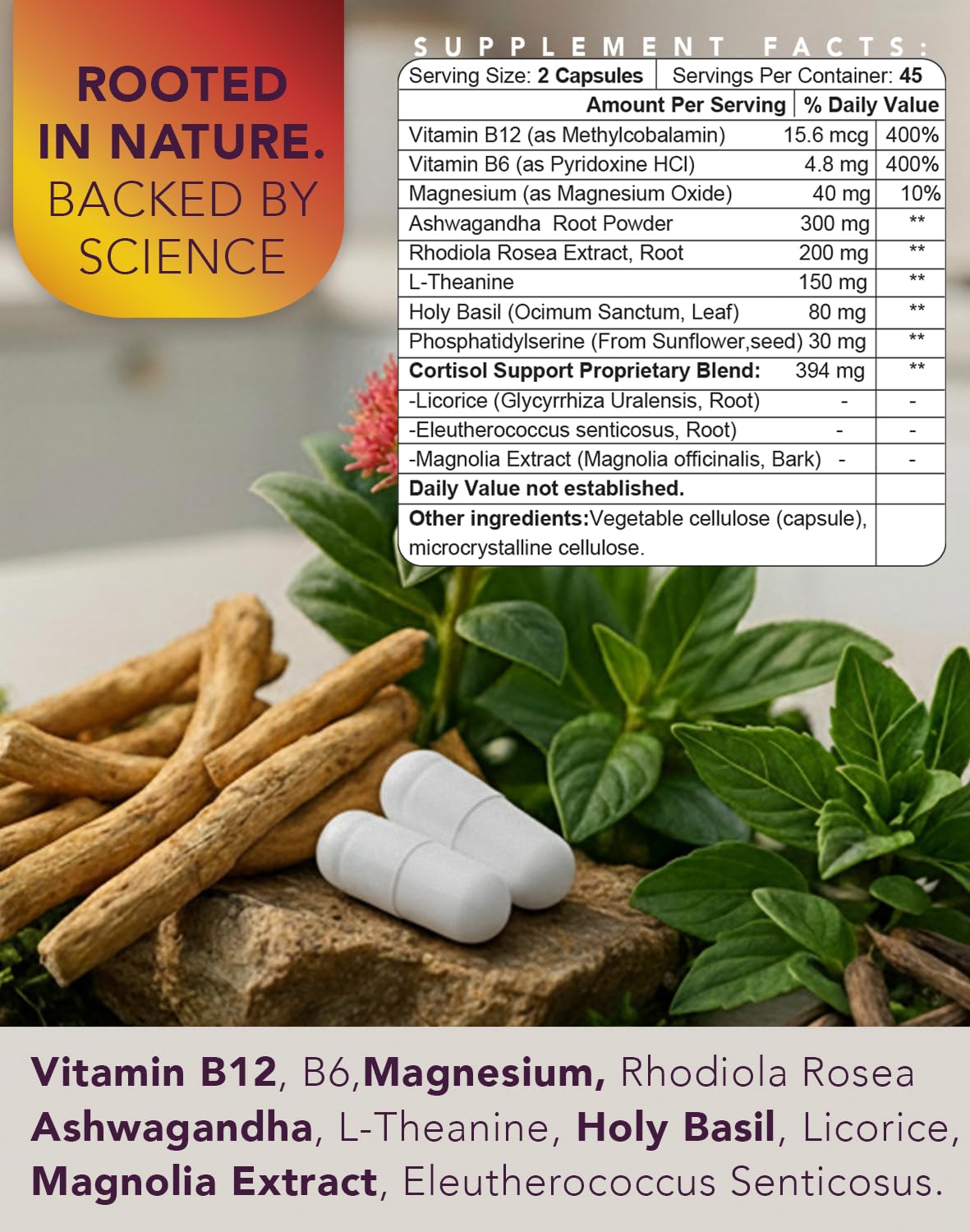 Cortisol Manager Ashwagandha Magnesium L-Theanine Rhodiola 90 Caps Stress Support — Amazon image 5