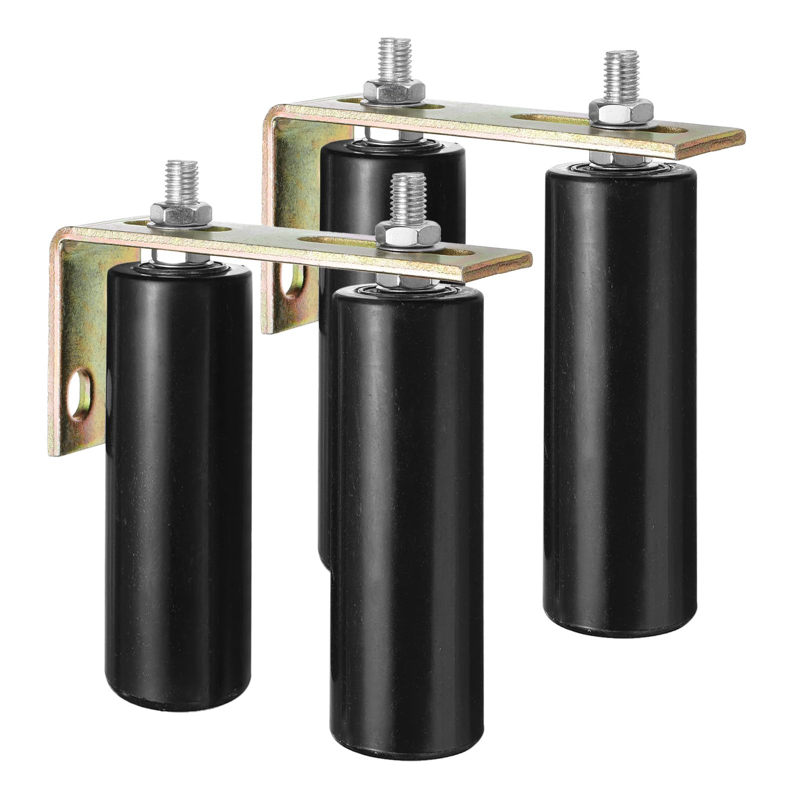 uxcell 2 Set Slide Gate Guide Roller, 6" Nylon Rollers Gate Support Assembly with L-Rear Post Bracket, Universal Sealed Ball Bearing Rolling Gate