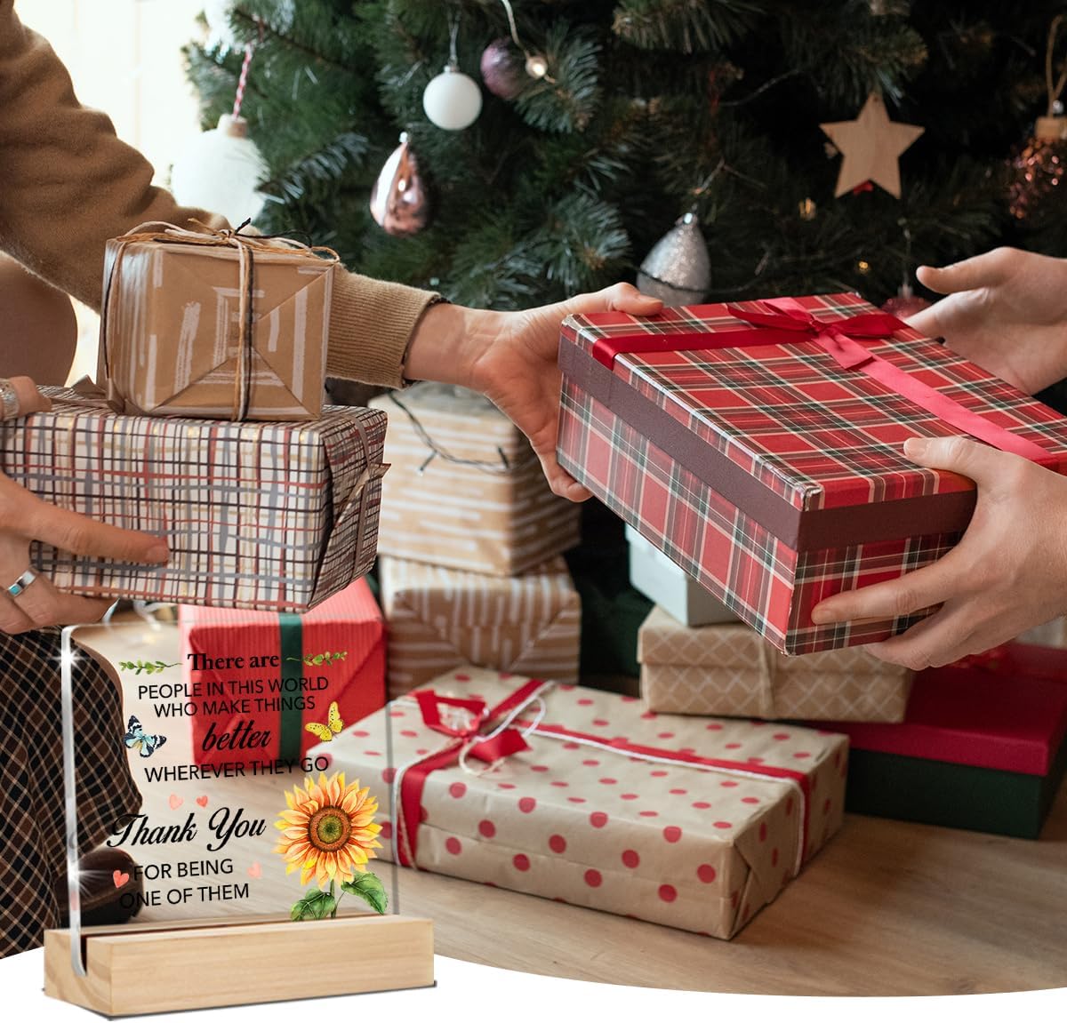 Appreciation Gifts for Women Thank You Clear Desk Decorations Floral Acrylic Sign with Stand Table Plaque Sign Keepsake Grateful Gift for Teacher Coworker Manager Boss - Image 6