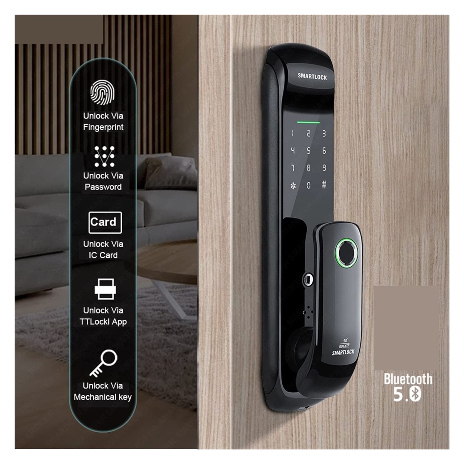 Inteligentny zamek Inteligentny blokada z blokadą odcisków palców Bluetooth obsługę odcisków palców/hasło/RFID Aplikacja karty/klucz/blokada Odblokuj wpis bez klawiszu Zbudowany, by przetrwać(Bluetoo