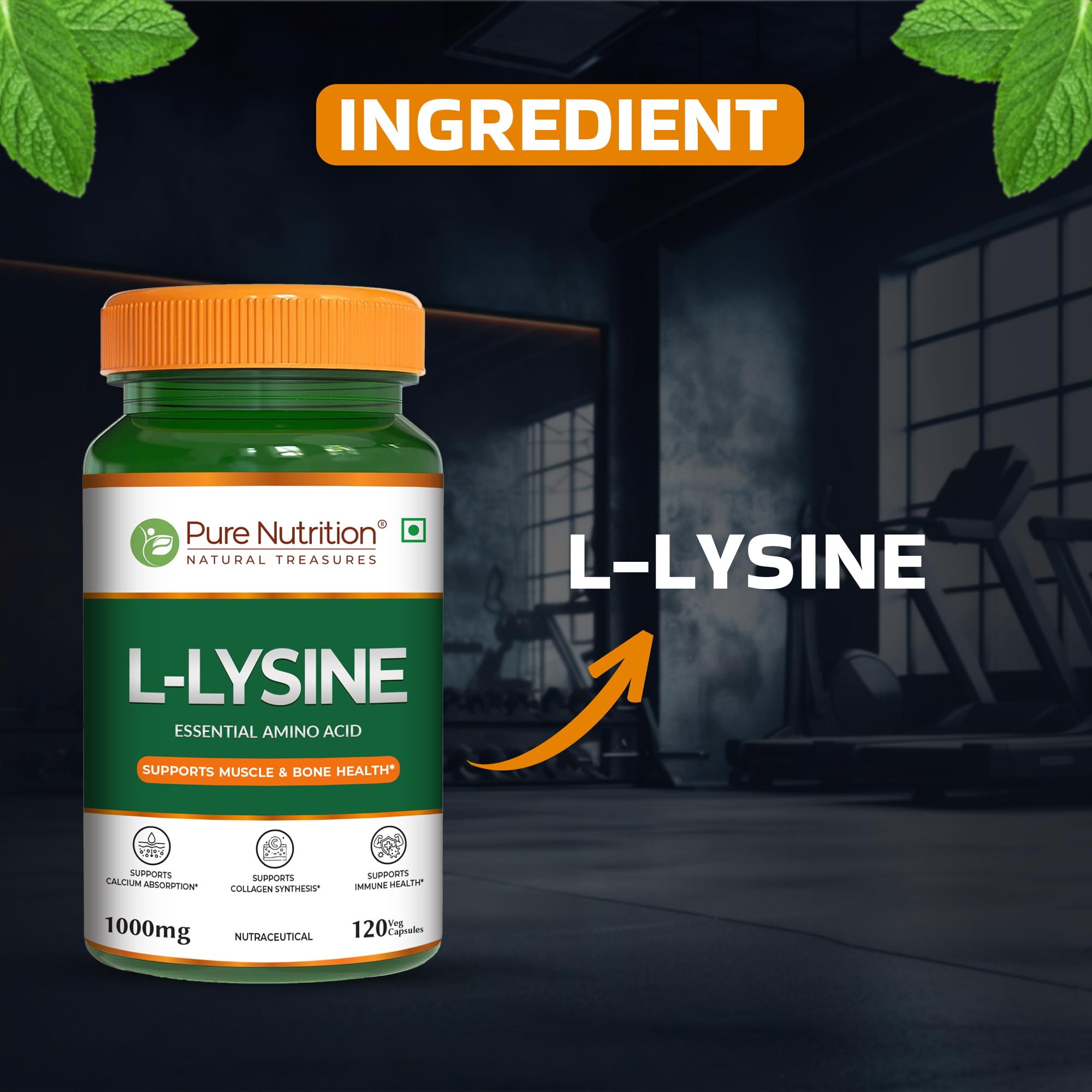 Pure Nutrition L-Lysine 1000mg – 120 Veg Capsules | Essential Amino Acid Supplement | Supports Muscle & Bone Health, Calcium Absorption & Collagen Synthesis 3