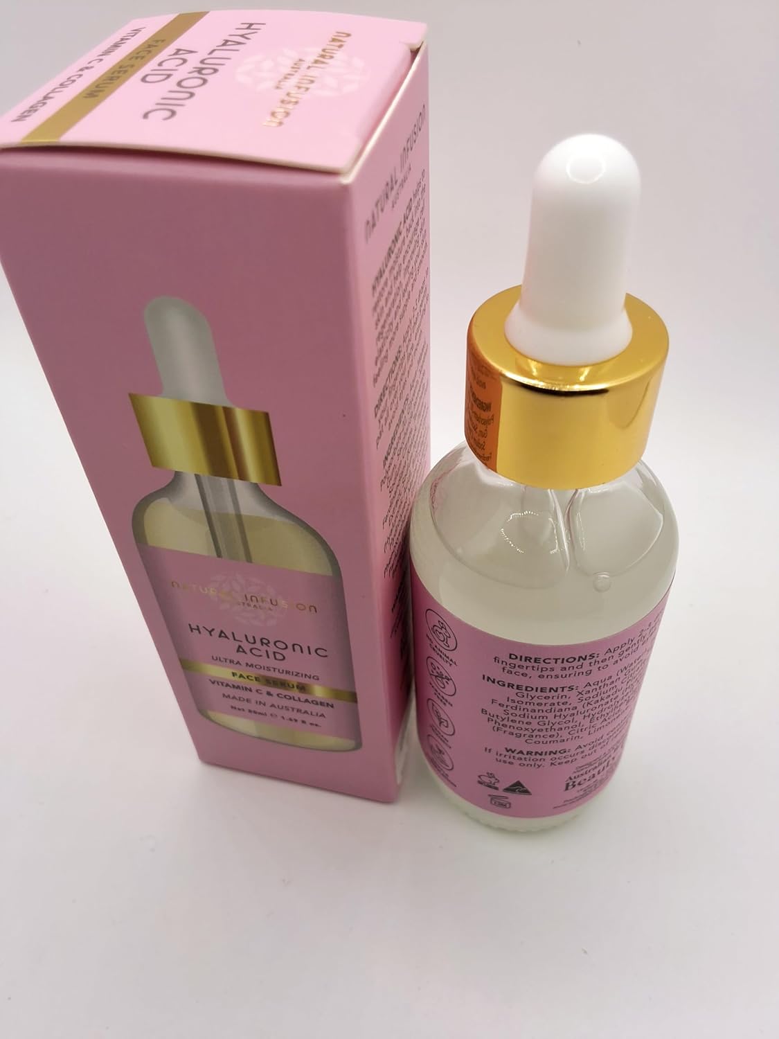 Natural Infusion Hyaluronic Acid Face Serum with Vitamin C & Collagen 1.69 fl.oz./50 mls pack of 2.