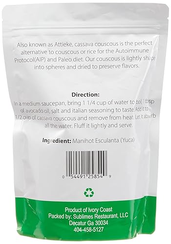 Miniatura 2 de Kopabana Cuscús de yuca premium | Arroz AIP | Cumple con Paleo | Sin granos | Alto en fibra | Sin OMG | Attieke | 1 libra