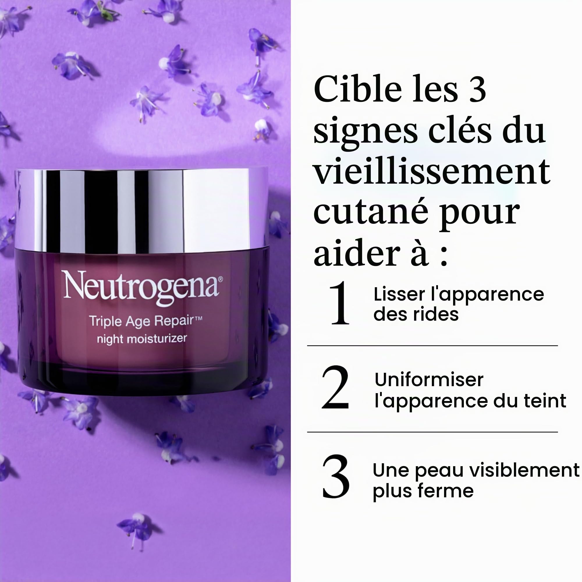 Neutrogena Triple Age Crème réparatrice de nuit anti-âge aux États-Unis