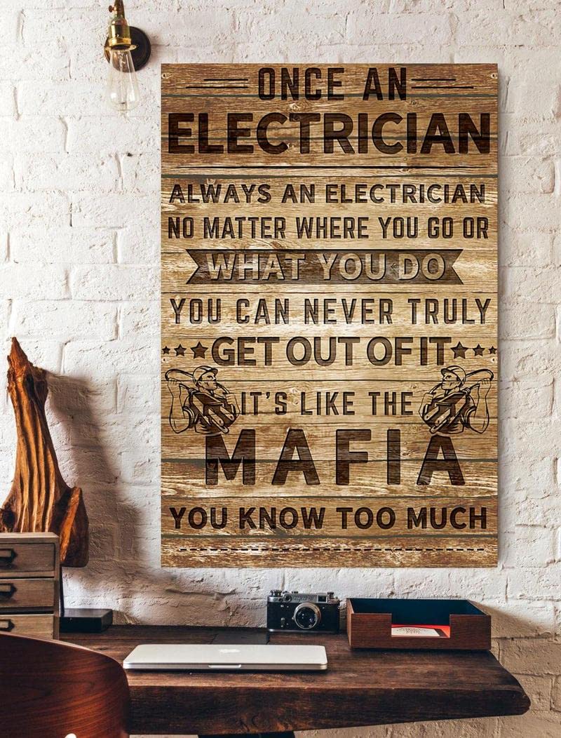 HOUVSSEN an Electrician is Always an Electrician Poster Fits Kitchen Bathroom Office Bar Cafe Farmhouse Garage Cave Home Wall Art Vintage Metal Tin Sign Decorative Plaque, 6 X 8 Inch
