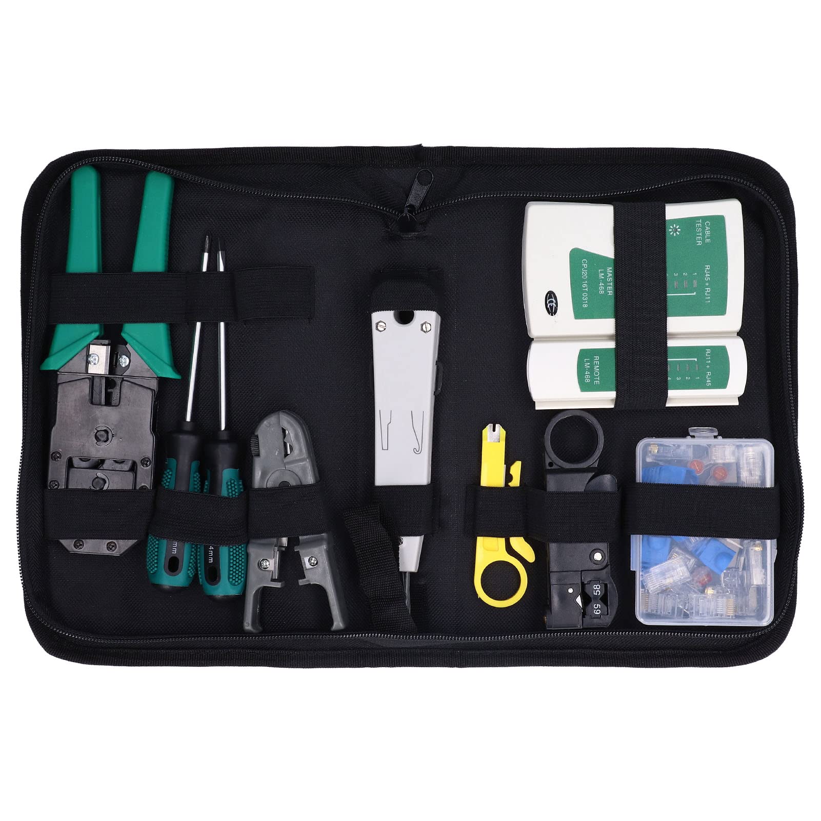 Outil de câble réseau, kit d'outils réseau, kit de sertissage de câble Ethernet portable, kit d'outils de maintenance de réparation de câble réseau pour les tests