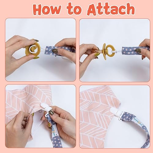 Miniatura 8 de Babygoal Clips florales para chupete, paquete de 6 soportes y correa para niños y niñas, se adapta a la mayoría de los chupetes, estilos Binkie y