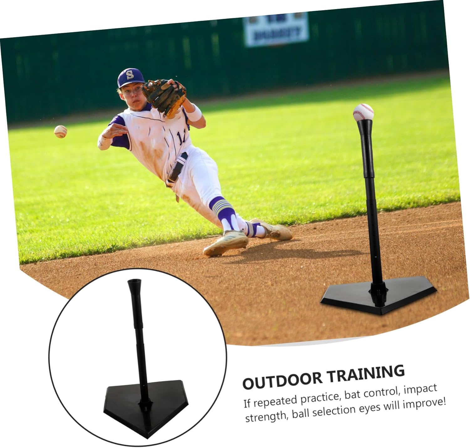 Baseball Softball Batting Tee Durable Seat Trainer Outdoor Boys and Girls Adults Improve Batting Skills