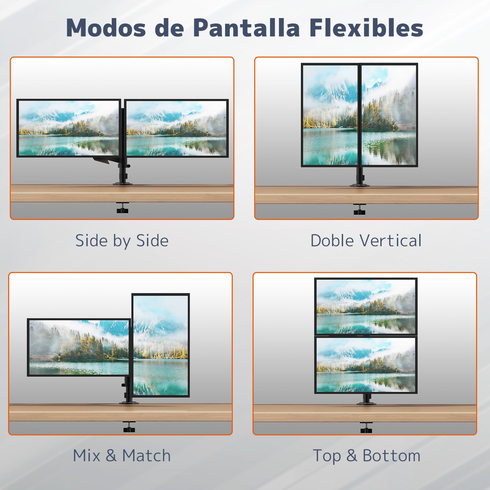 PUTORSEN Soporte para 2 monitores para pantalla de 17-32 pulgadas, soporte de pantalla para 2 monitores, altura regulable con brazo de 9 kg, soporte de pantalla inclinable, VESA 75/100 mm