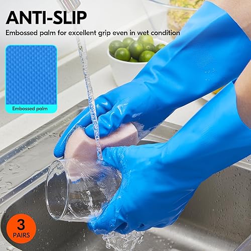 Miniatura 2 de Vgo... Guantes de limpieza,Lavavajillas,Cocina,Resistente,Reutilizables