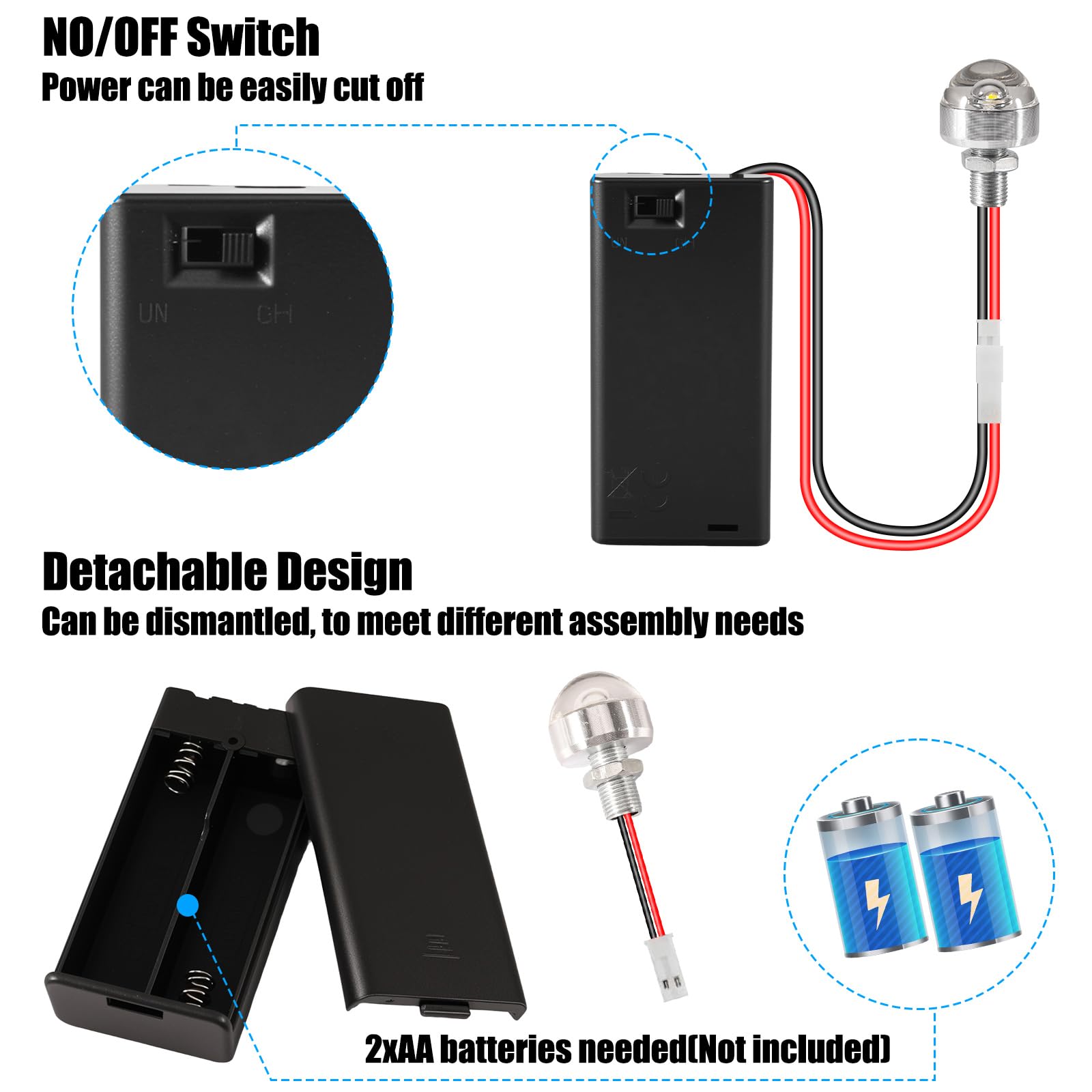 Pack De 2 Mini Luces LED Cálidas Para Casas De Muñecas, Con Soporte Para Pilas AA, Ideales Para Darle Un Toque Acogedor A Tu Miniatura