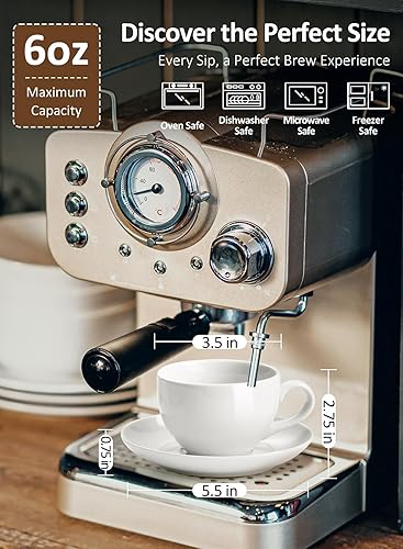 Miniatura 8 de Yedio Juego de 4 tazas de capuchino de 8 onzas, tazas y platillos de cerámica para capuchino, juego de tazas y platillos de porcelana para