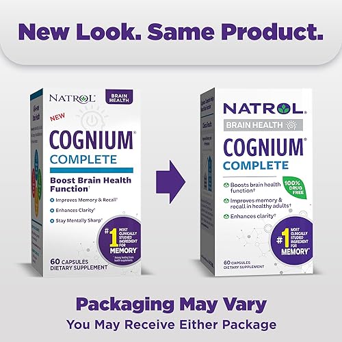 Miniatura 2 de Natrol Cognium Complete, Suplemento dietético para la salud cerebral, suplementos de salud cerebral para adultos, 60 cápsulas, suministro para 30