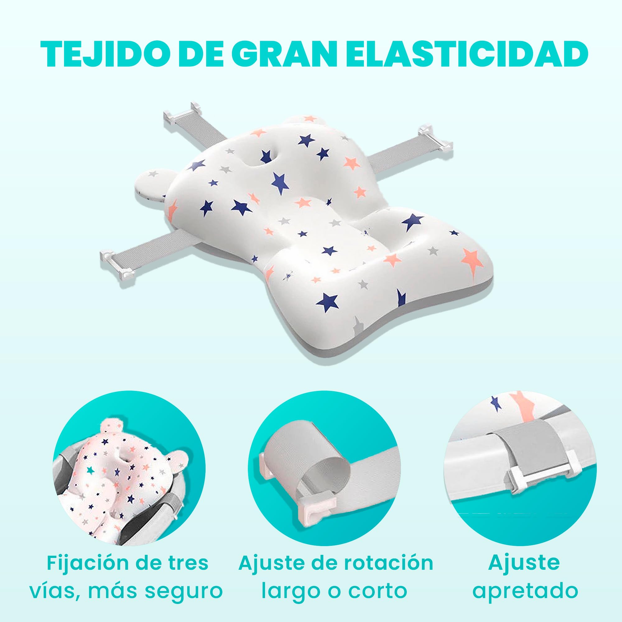 JUPPLIES Bañera Bebé Plegable con Cojín Ergonómico, Termómetro Digital y Patas Antideslizantes | Portátil, Compacta y Segura para Recién Nacido (Gris SIN estructura metálica) — view 5