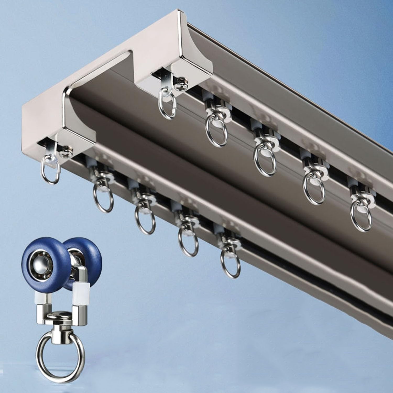 Podwójny drążek sufitowy - aluminiowa szyna do dzielenia pokoju RV ains zasłony prysznicowe wszechstronny 2-drożny design (szampański 1,2 m)