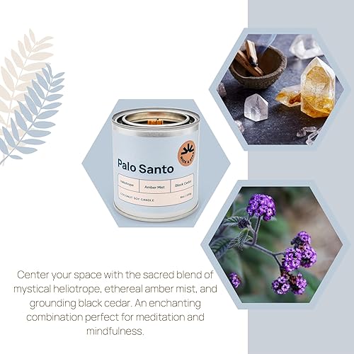Miniatura 4 de Wick & Star Vela de aromaterapia vegana no tóxica, mecha de madera, cera de soja de coco natural, combustión limpia (Palo Santo)