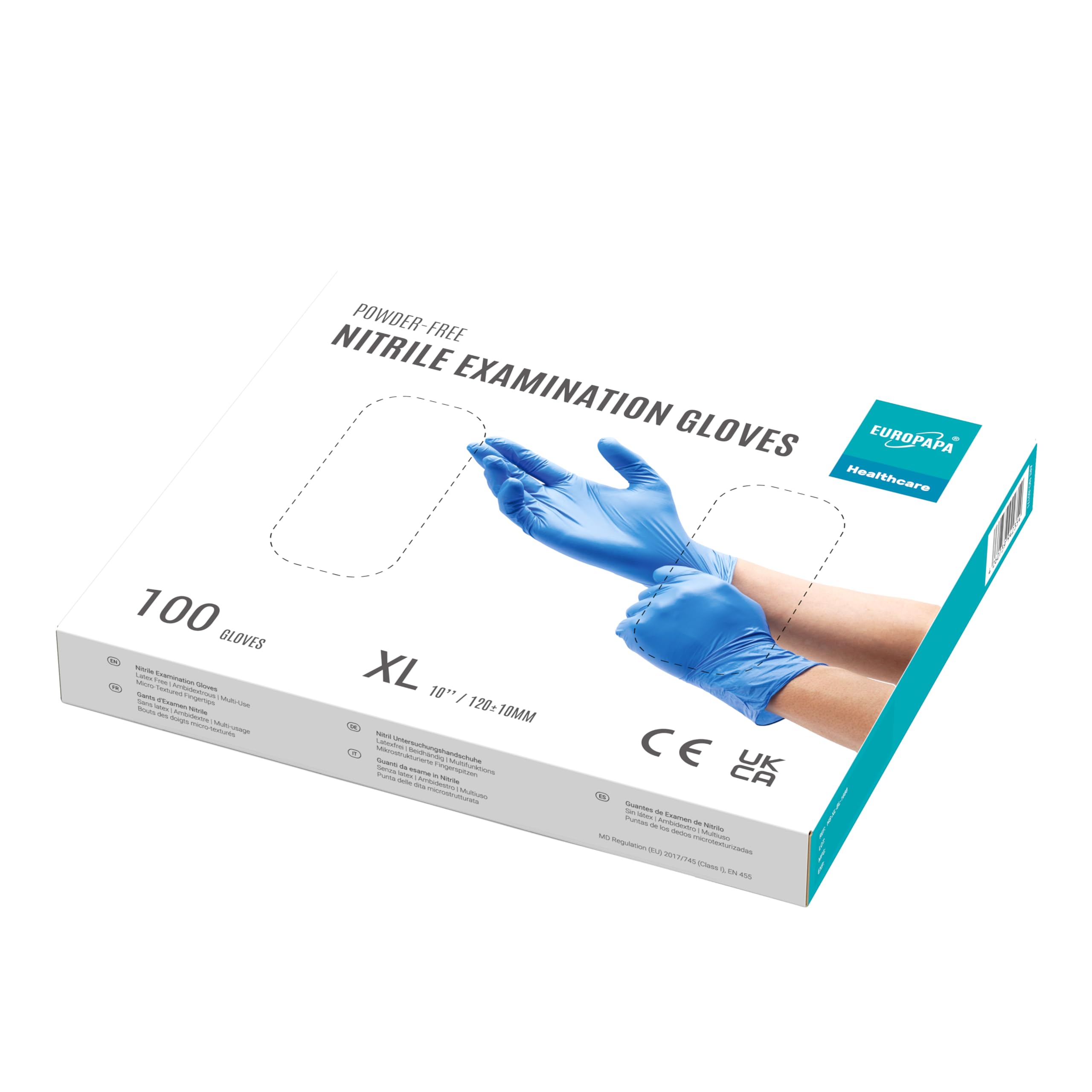 EUROPAPA® 2000 Stück (20x100) Nitrilhandschuhe Box Einweghandschuhe, Einmalhandschuhe, Untersuchungshandschuhe, puderfrei, ohne Latex, unsteril, latexfrei, disposible gloves (XL, Ocean Blau)