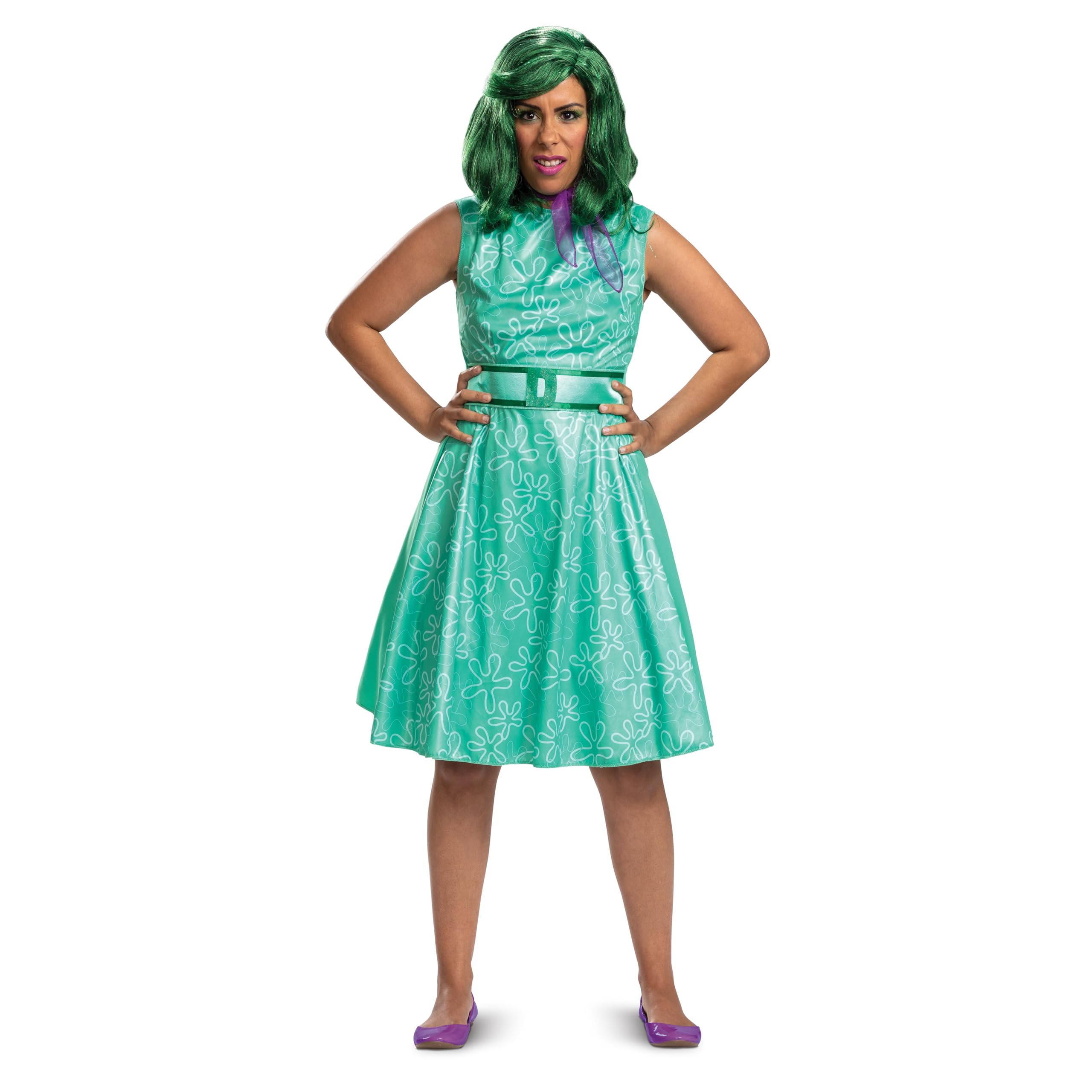 Disguise Disfraz de Disgust Inside Out para adultos, bufanda y peluca oficial de Disney Inside Out Disgust