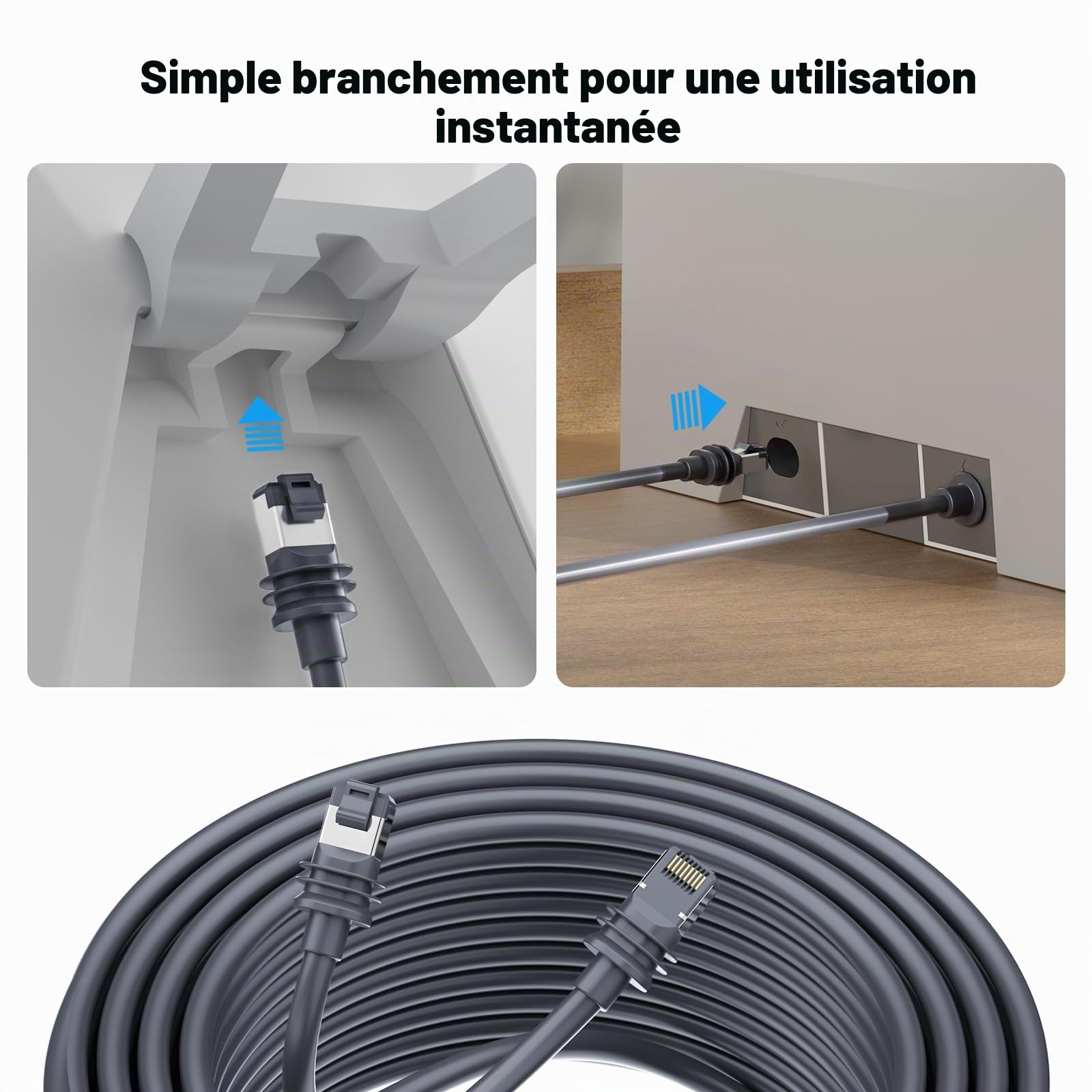 Câble Ethernet Starlink Mini, câble Starlink Cat 6 de remplacement, câble réseau pour Starlink Gen 3/Mini, rallonge de câble Starlink étanche pour Starlink Standard 4/ 4X/ V4, gris (23 M)