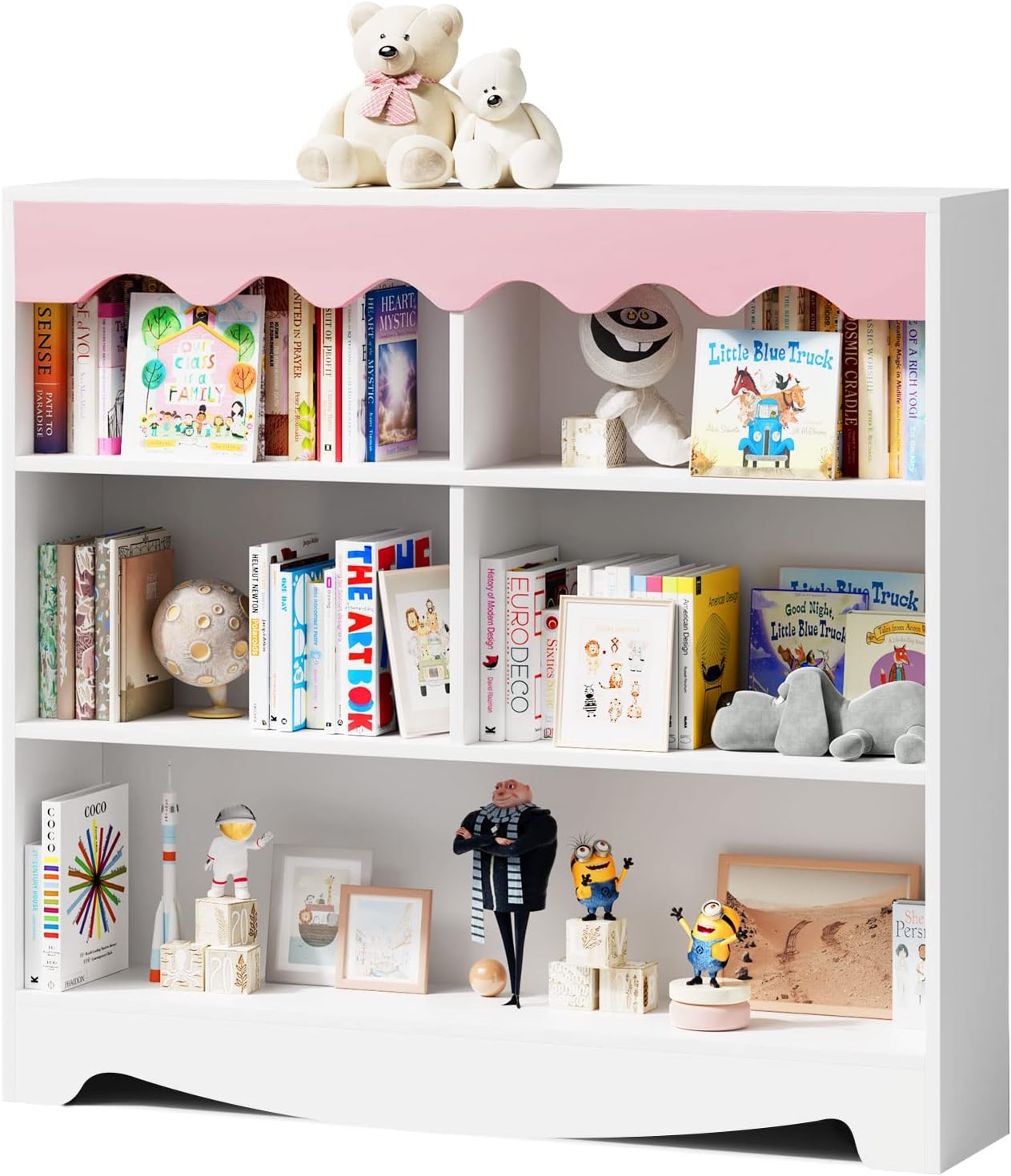 BURENMTO 3 Tier Kids Wooden Bookshelf, Book Storage for