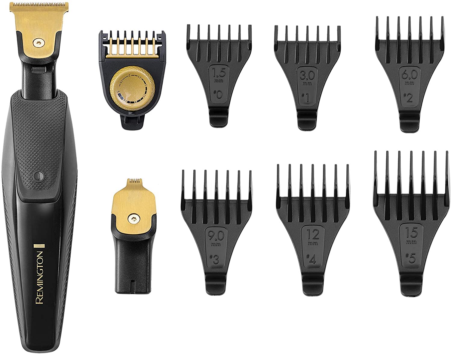 Remington Barttrimmer T-Präzisionstrimmer Lithium mit perfekten Trimmwinkel (2 titanbeschichtete Klingen: 30mm&7mm, 6 Autsteckkämme+Verstellbarer Aufsteckkamm, 100% Wasserdicht) Bartschneider, MB7000