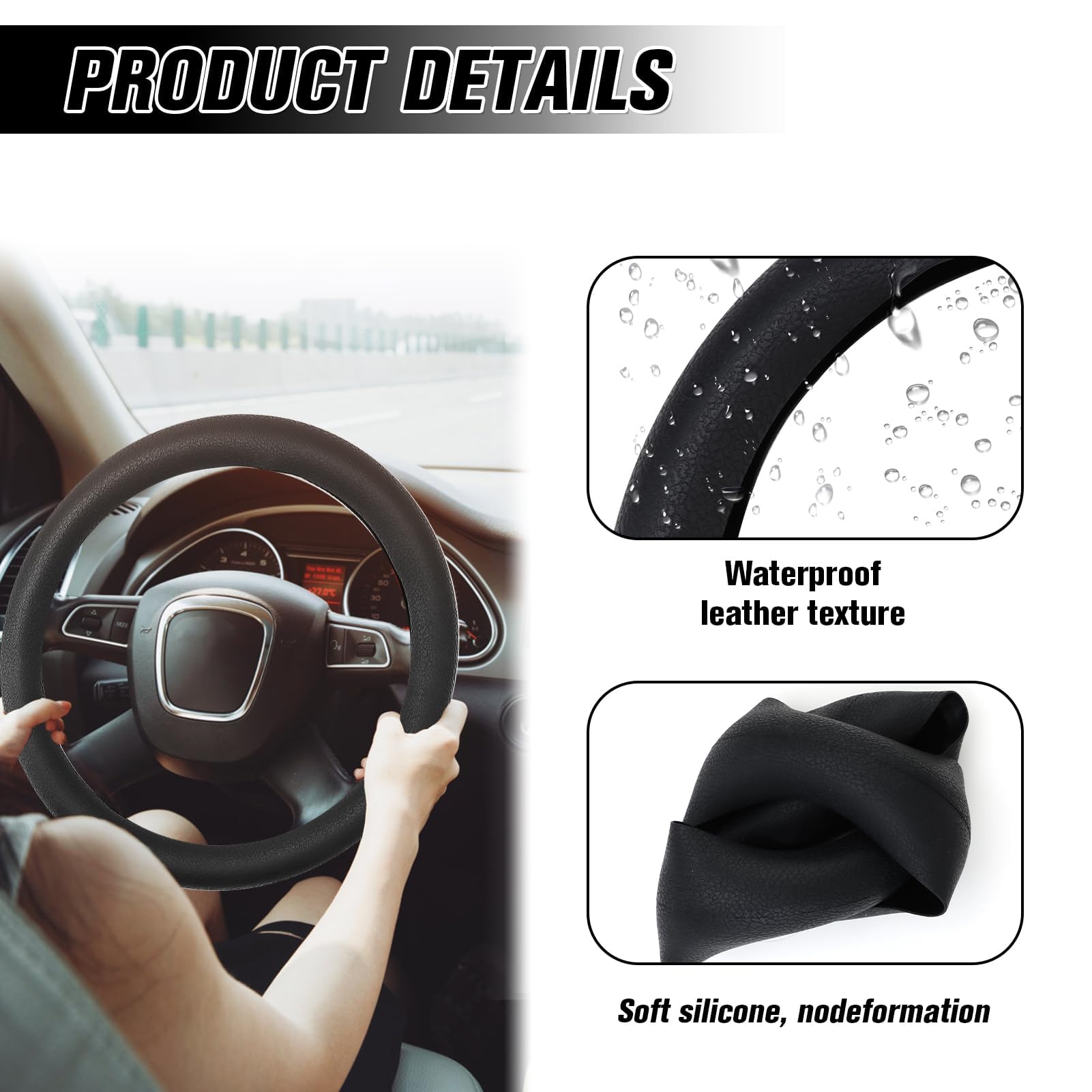 Coprivolante Auto In Silicone Nero Universale | Antiscivolo E Facile Da Pulire | 32-40cm - Foto 7