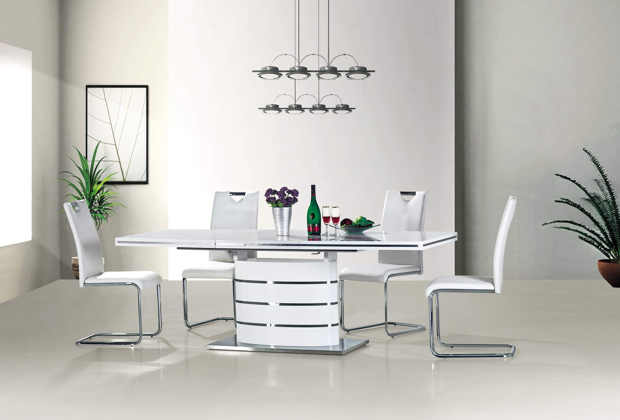 Fano" White High Gloss Modern Extending Dining Table (180, 160, 140 or 120 cm) (90 x 140 (200) cm)