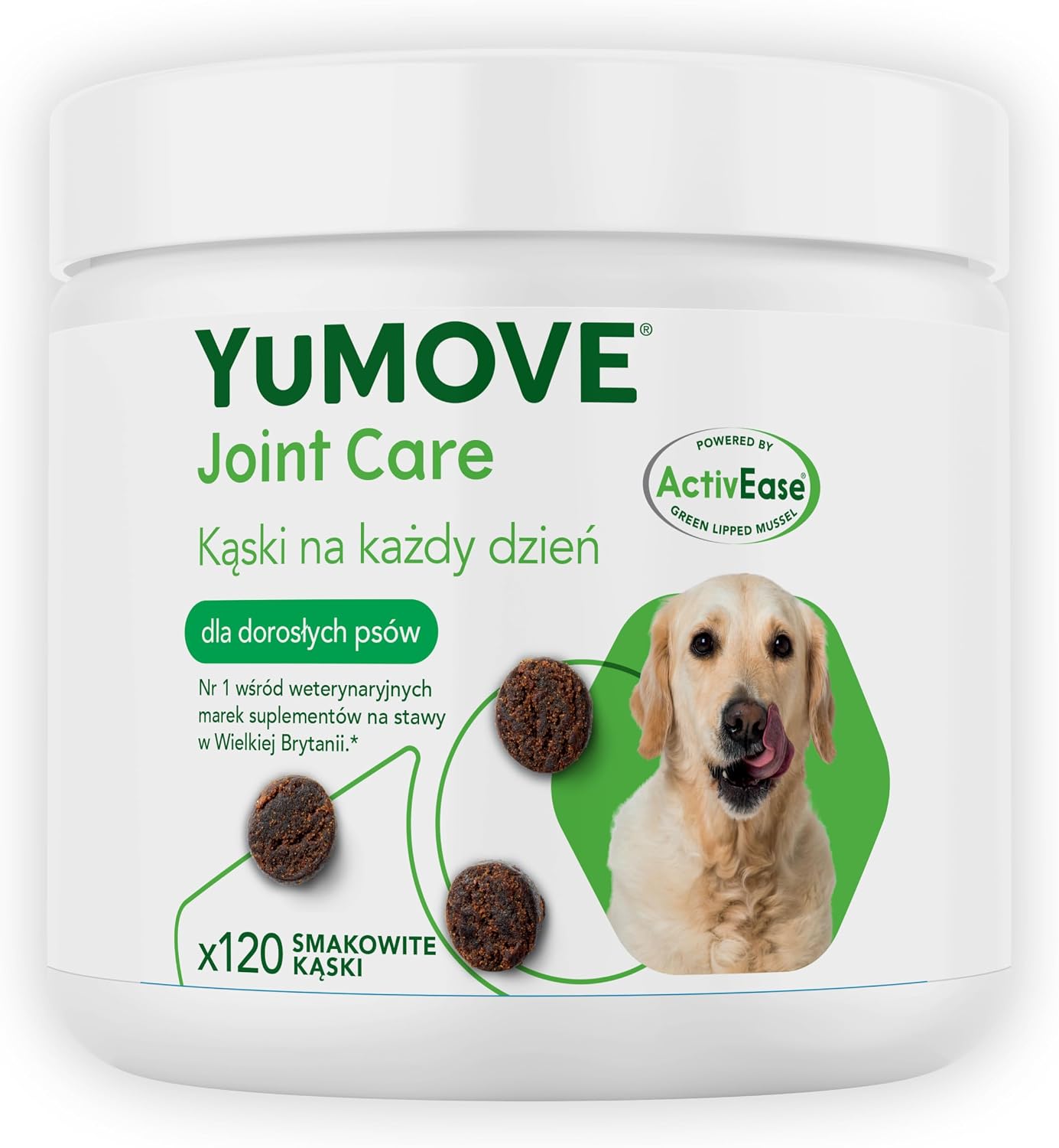 Yumove Suplement Na Stawy Dla Dorosłych Psów - 120 Przekąsek ActivEase | Patent W Toku, Małż Nowozelandzki 150 mg, Glukozamina, Omega-3, Wszystkie Rasy, Poparte Nauką, Polecane Przez Weterynarzy