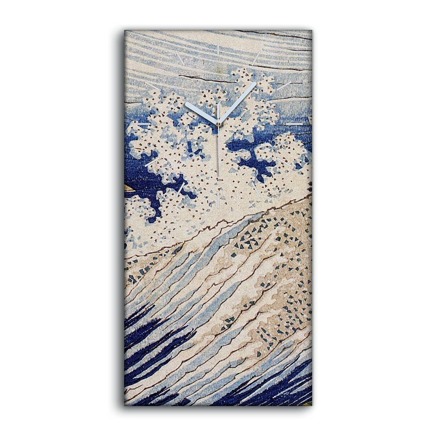 Horloge sur Toile 30x60cm Art Mural Salon Luxe Tableau Horloge Hokusai