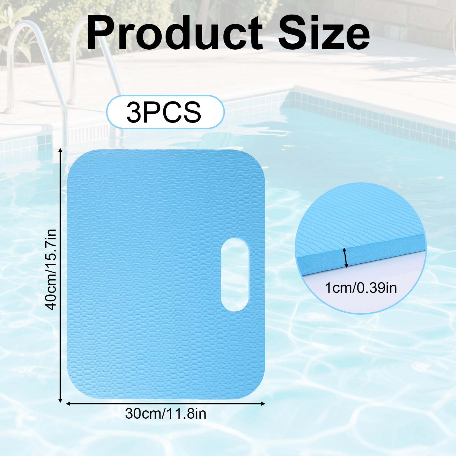 BOXOB 3uds Tapetes Sentarse Junto Piscina, 40x30x1cm Portátil Almohadilla Sentarse Playa Antideslizante Impermeable Cojines Asiento Regalo para Piscina Camping Viajes Descansar Aire Libre (Azul)