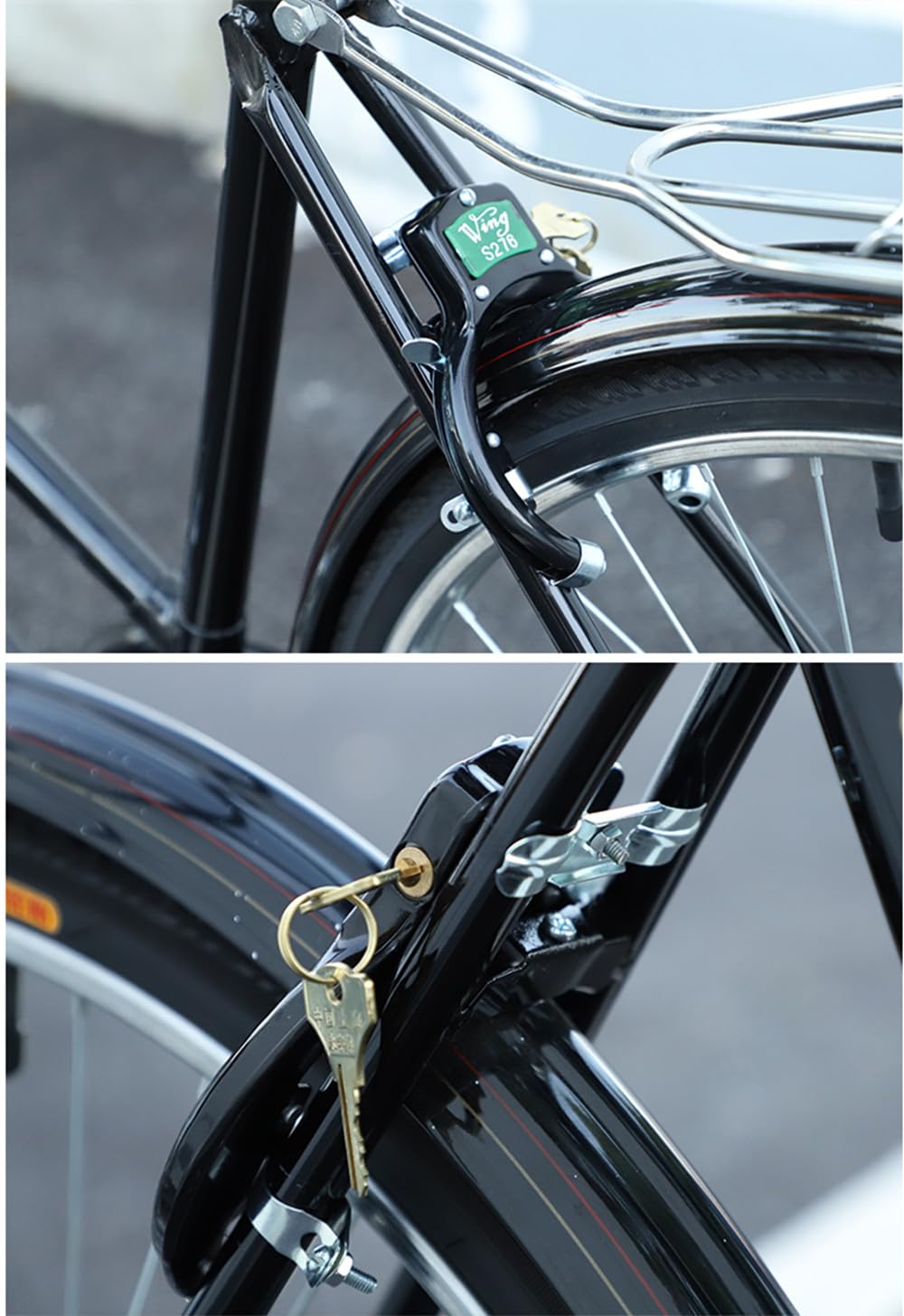 TentHome Fahrradschlösser mit Schlüssel Rahmenschloss runde Vintage feste Schlösser Antik Schwarz Fahrrad Zubehör Sport & Freizeit