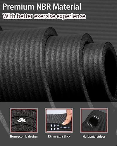 Miniatura 4 de Tapete de yoga grueso y ancho para mujeres y hombres, tapete de ejercicio grande de 78 x 35 pulgadas, tapete de entrenamiento para gimnasio en casa,