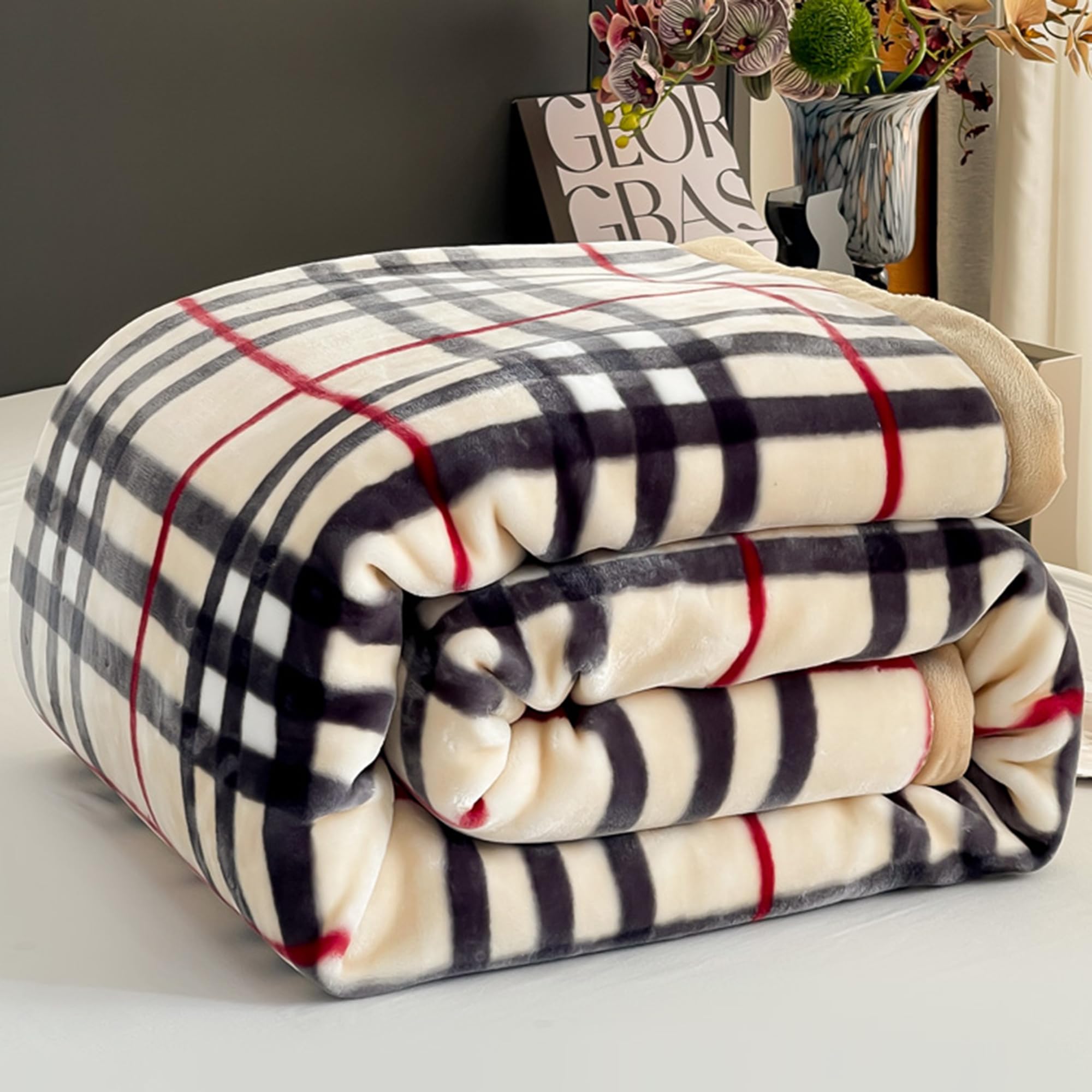 Mantas para Cama Invierno Gordas, Manta de Felpa Suave y Cálida, Manta para Sofá Cubrir Grande Acogedora y Esponjosas, Manta Reversible Raschel, para Sofa, Viaje, Sala de Estar(150x200cm 2.5kg,I)