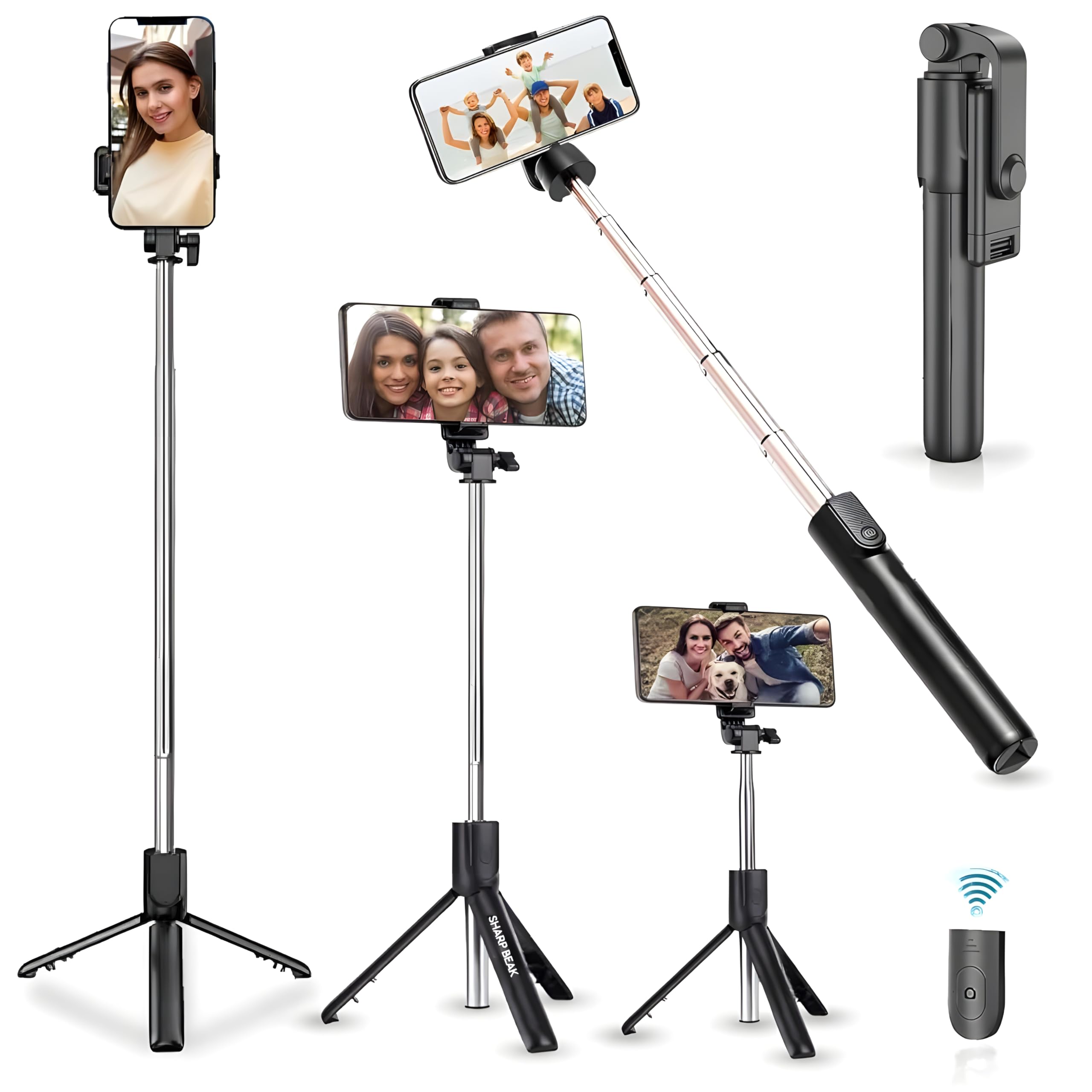 Sharp Beak™ Bluetooth Extend Selfie Sticks with Wireless Remote and Tripod Stand, 3-in-1 Multifunctional Selfie Stick with Tripod Stand Compatible with iPhone/OnePlus/Samsung/Oppo/Vivo and All Phones (B0BVLWHHLQ) Amazon Price History, Amazon Price Tracker