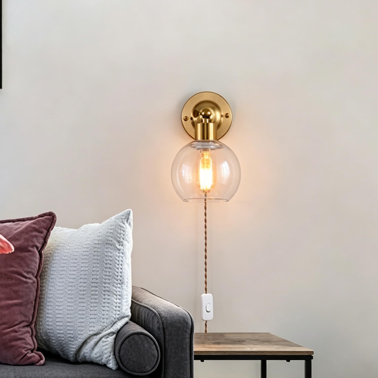 E27 Innen Wandleuchten mit Schalter und Steckdose Wandbeleuchtung 180° Drehung Vintage Industrie Wandleuchte für Wohnzimmer Schlafzimmer Nachttisch Flur (ohne Glühbirne) (Schwarz,2 Stück)