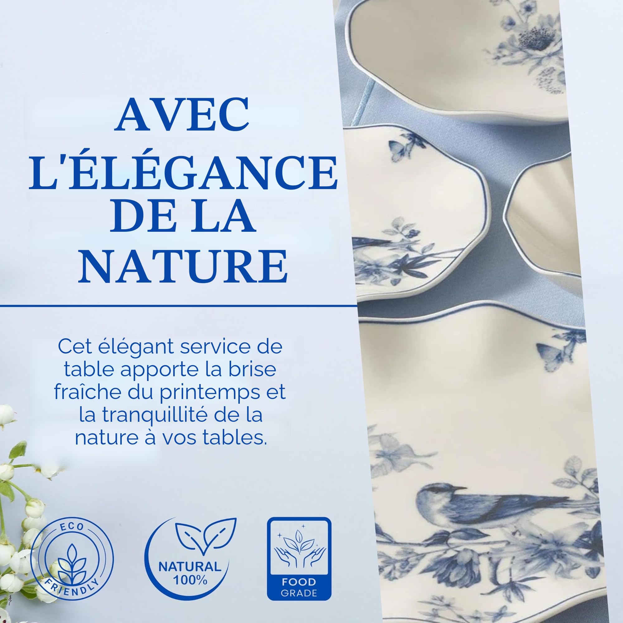 Service de table en porcelaine de 24 pièces – Güral Porselen Nesrin – Blanc ivoire pour 6 personnes – Service élégant